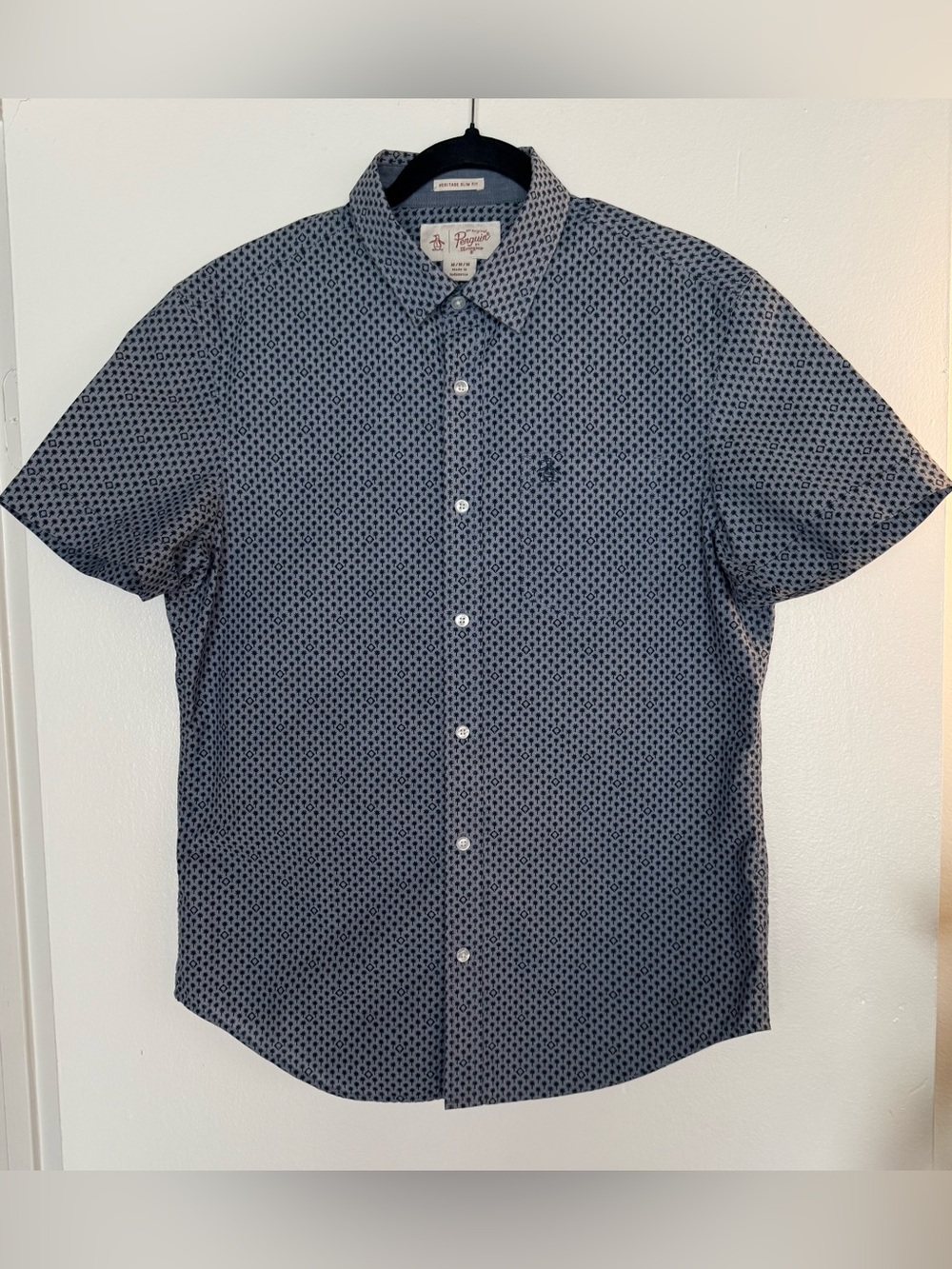 Original Penguin Blue & Navy Short Sleeve Button-Up